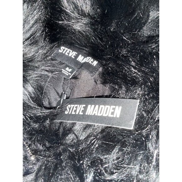 Steve Madden Sylvia Coat in Black Medium New Womens Faux Fur Jacket - Picture 9 of 15